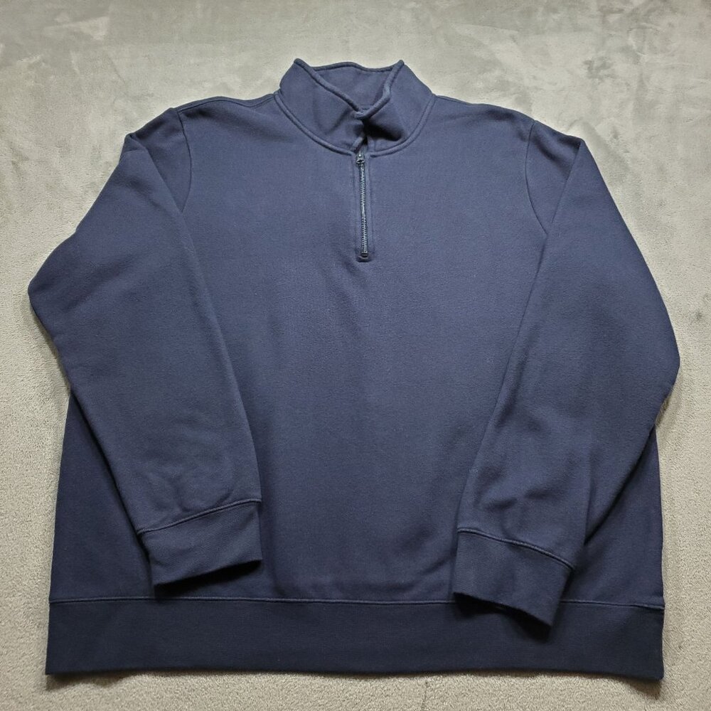 Puritan 1/4 Zip Mock Pullover Heavy Weight Sweater Dark Navy Men Sz XL